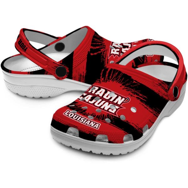 customized louisiana ragin cajuns paint splatter graphics clog high quality