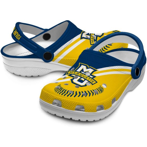 customized marquette golden eagles baseball motif clog high quality