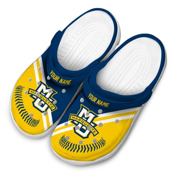 customized marquette golden eagles baseball motif clog latest model