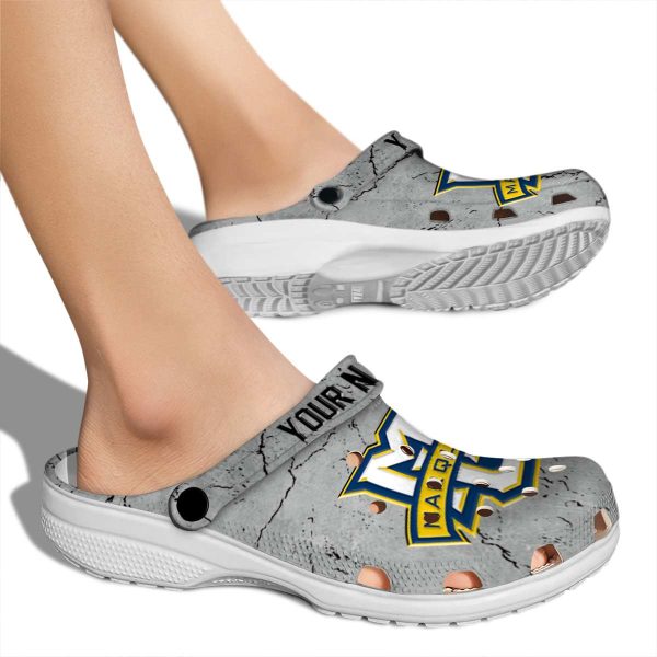 customized marquette golden eagles cracked texture clog fashion forward