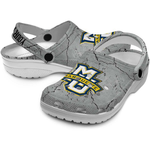 customized marquette golden eagles cracked texture clog high quality