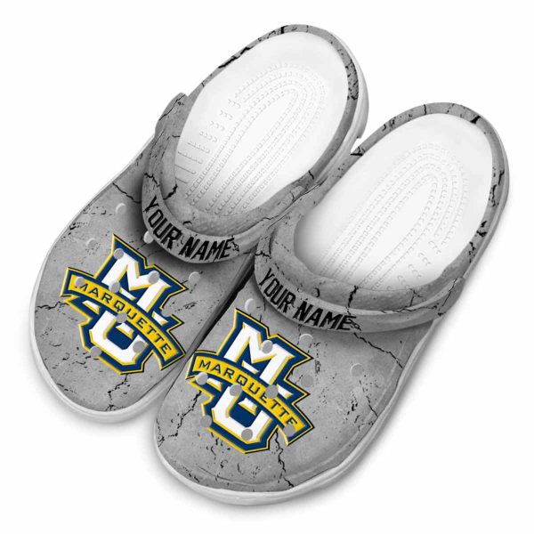 customized marquette golden eagles cracked texture clog latest model
