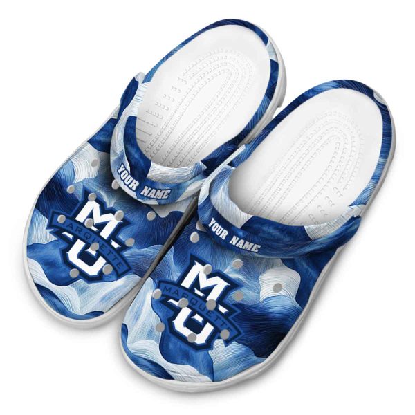 customized marquette golden eagles ocean waves clog latest model