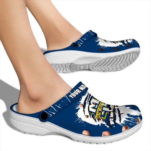 customized marquette golden eagles splash motif background clog fashion forward
