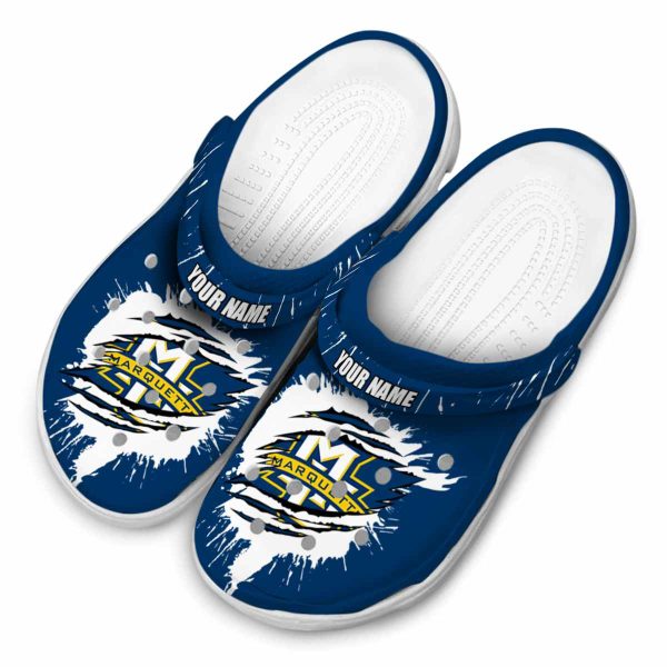 customized marquette golden eagles splash motif background clog latest model
