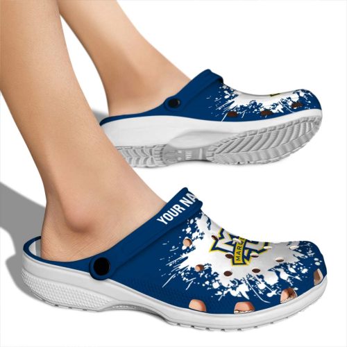 customized marquette golden eagles splatter background clog fashion forward