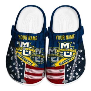 customized marquette golden eagles star spangled side pattern clog best selling
