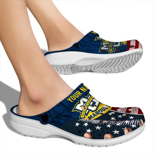customized marquette golden eagles star spangled side pattern clog fashion forward