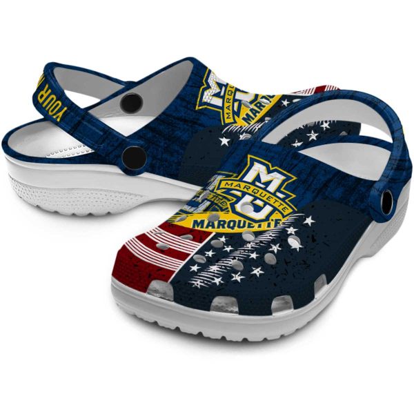 customized marquette golden eagles star spangled side pattern clog high quality