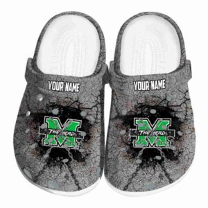 customized marshall thundering herd cracked ground texture clog best selling