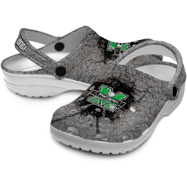 customized marshall thundering herd cracked ground texture clog high quality