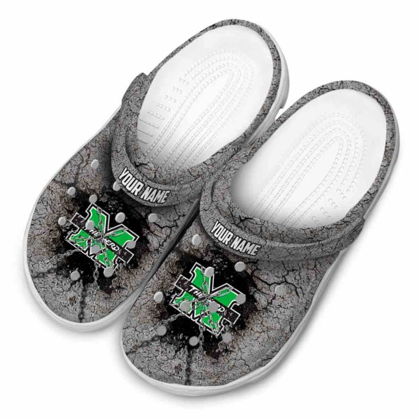 customized marshall thundering herd cracked ground texture clog latest model
