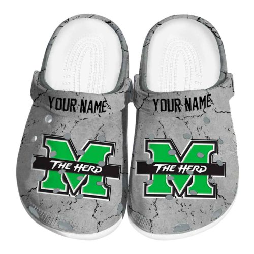 customized marshall thundering herd cracked texture clog best selling