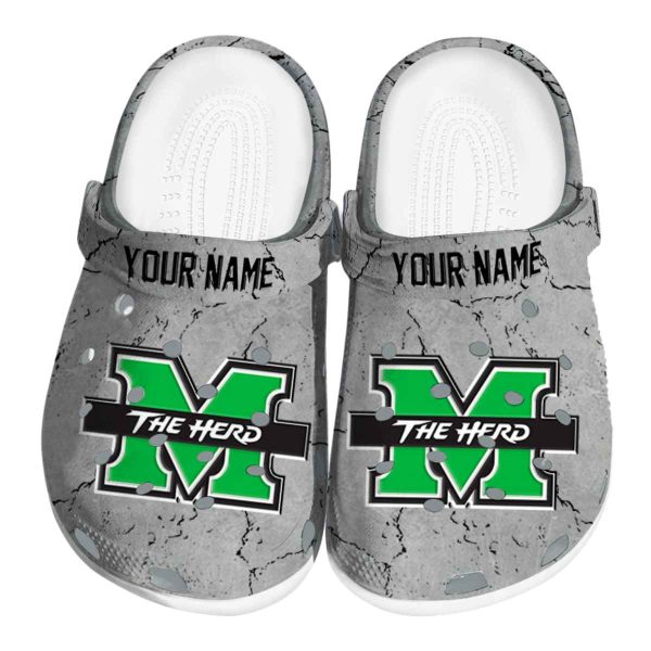 customized marshall thundering herd cracked texture clog best selling