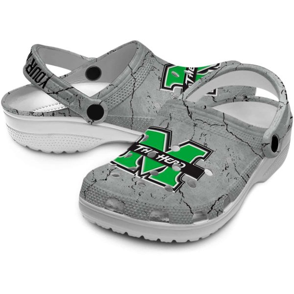customized marshall thundering herd cracked texture clog high quality