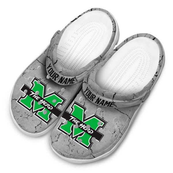 customized marshall thundering herd cracked texture clog latest model