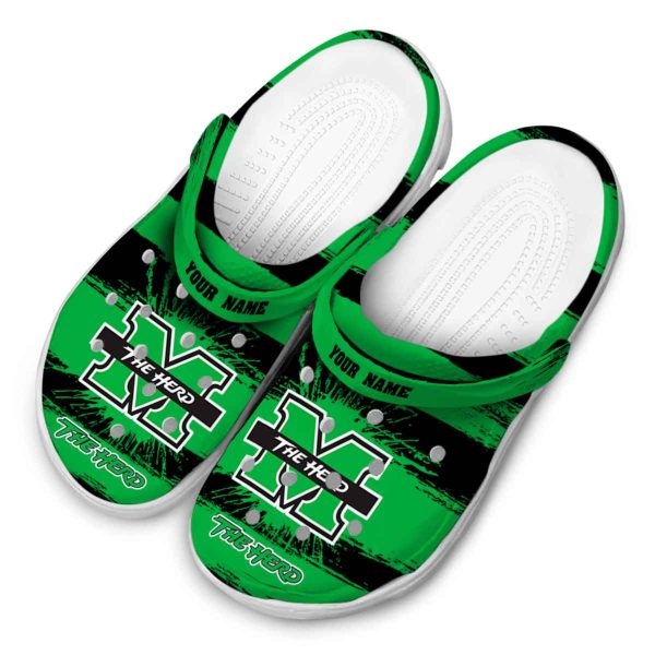 customized marshall thundering herd paint splatter graphics clog latest model