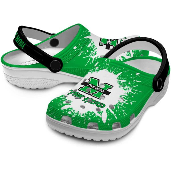 customized marshall thundering herd splash art clog high quality