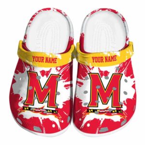 customized maryland terrapins splatter pattern clog best selling