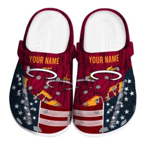 customized miami heat star spangled side pattern clog best selling