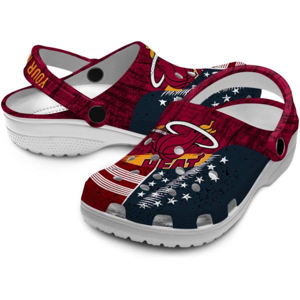customized miami heat star spangled side pattern clog high quality