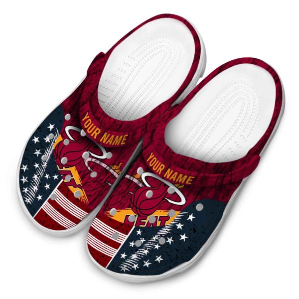 customized miami heat star spangled side pattern clog latest model