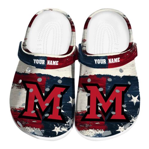 customized miami redhawks patriotic stripes clog best selling