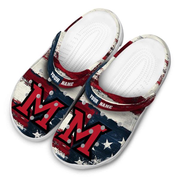 customized miami redhawks patriotic stripes clog latest model