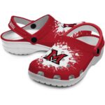 customized miami redhawks splatter background clog best selling