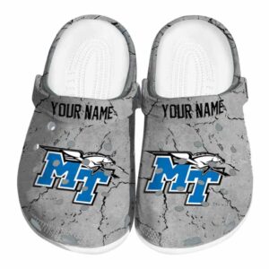customized middle tennessee blue raiders cracked texture clog best selling