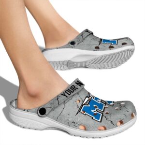 customized middle tennessee blue raiders cracked texture clog fashion forward