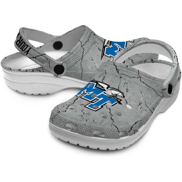customized middle tennessee blue raiders cracked texture clog high quality