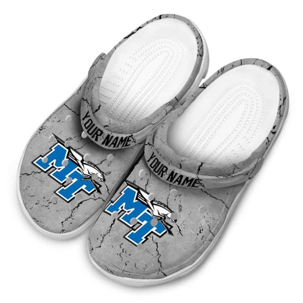 customized middle tennessee blue raiders cracked texture clog latest model