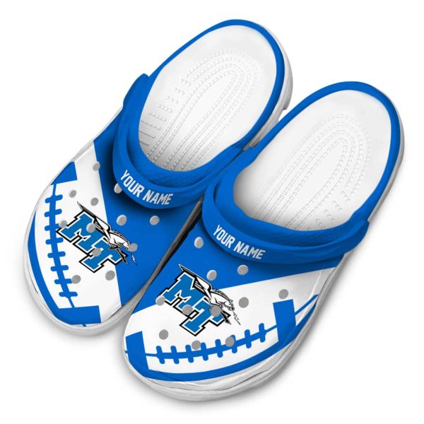 customized middle tennessee blue raiders football motif clog latest model