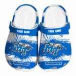 customized middle tennessee blue raiders paint splatter graphics clog best selling