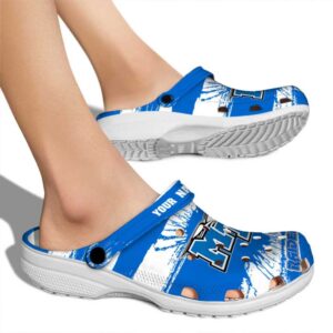 customized middle tennessee blue raiders paint splatter graphics clog fashion forward