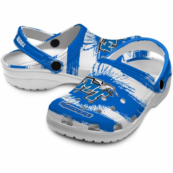 customized middle tennessee blue raiders paint splatter graphics clog high quality