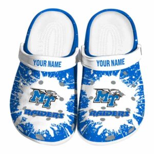 customized middle tennessee blue raiders splash art clog best selling