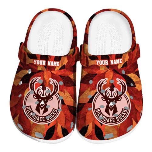 customized milwaukee bucks autumn leaves clog best selling