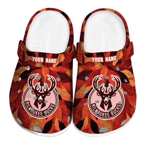customized milwaukee bucks autumn leaves clog best selling