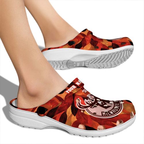 customized milwaukee bucks autumn leaves clog fashion forward