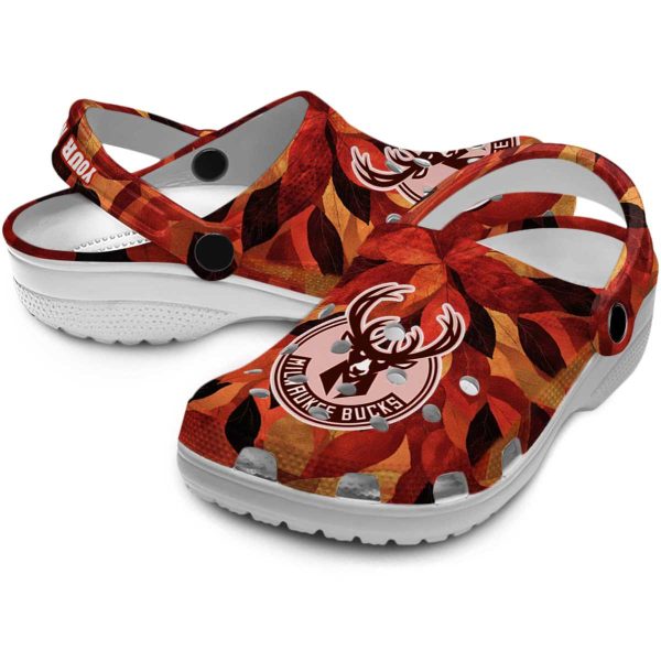 customized milwaukee bucks autumn leaves clog high quality