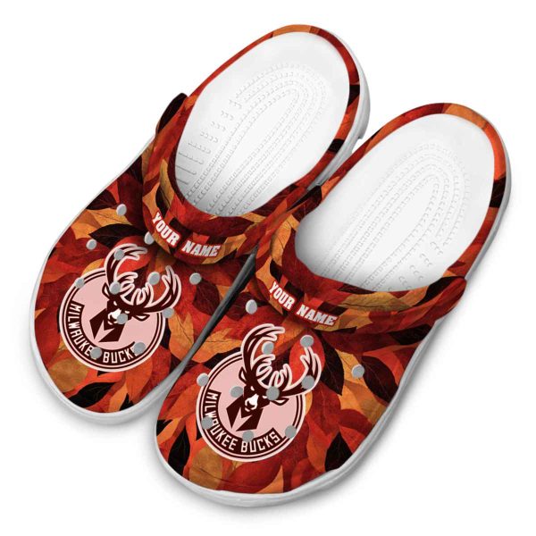 customized milwaukee bucks autumn leaves clog latest model