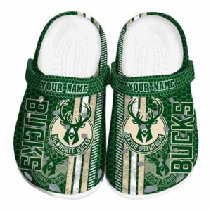 customized milwaukee bucks contrasting stripes clog best selling
