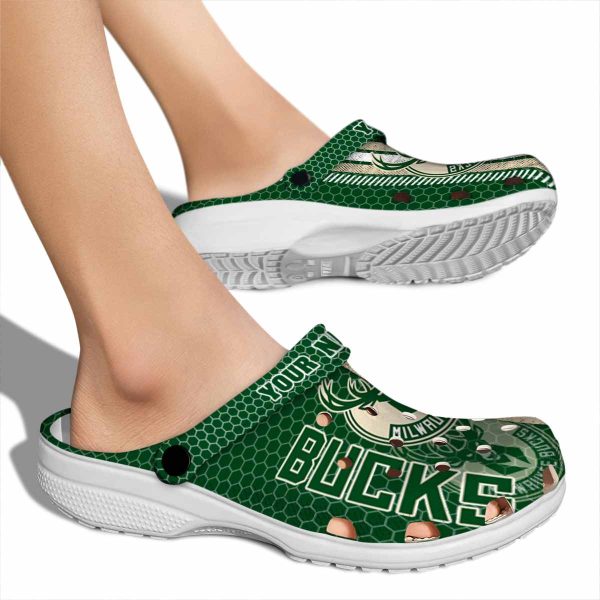 customized milwaukee bucks contrasting stripes clog fashion forward