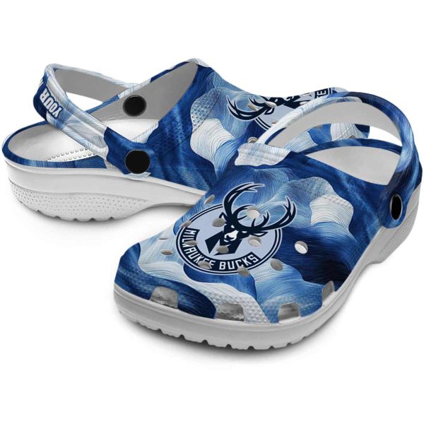 customized milwaukee bucks ocean waves clog high quality