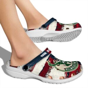 customized milwaukee bucks patriotic stripes clog fashion forward