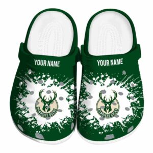 customized milwaukee bucks splatter background clog best selling