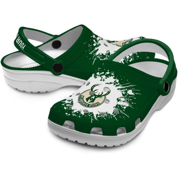 customized milwaukee bucks splatter background clog high quality