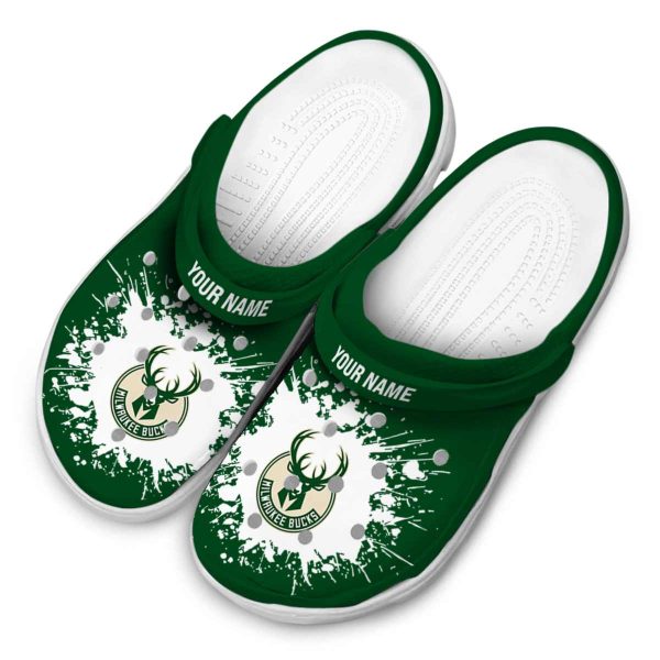 customized milwaukee bucks splatter background clog latest model